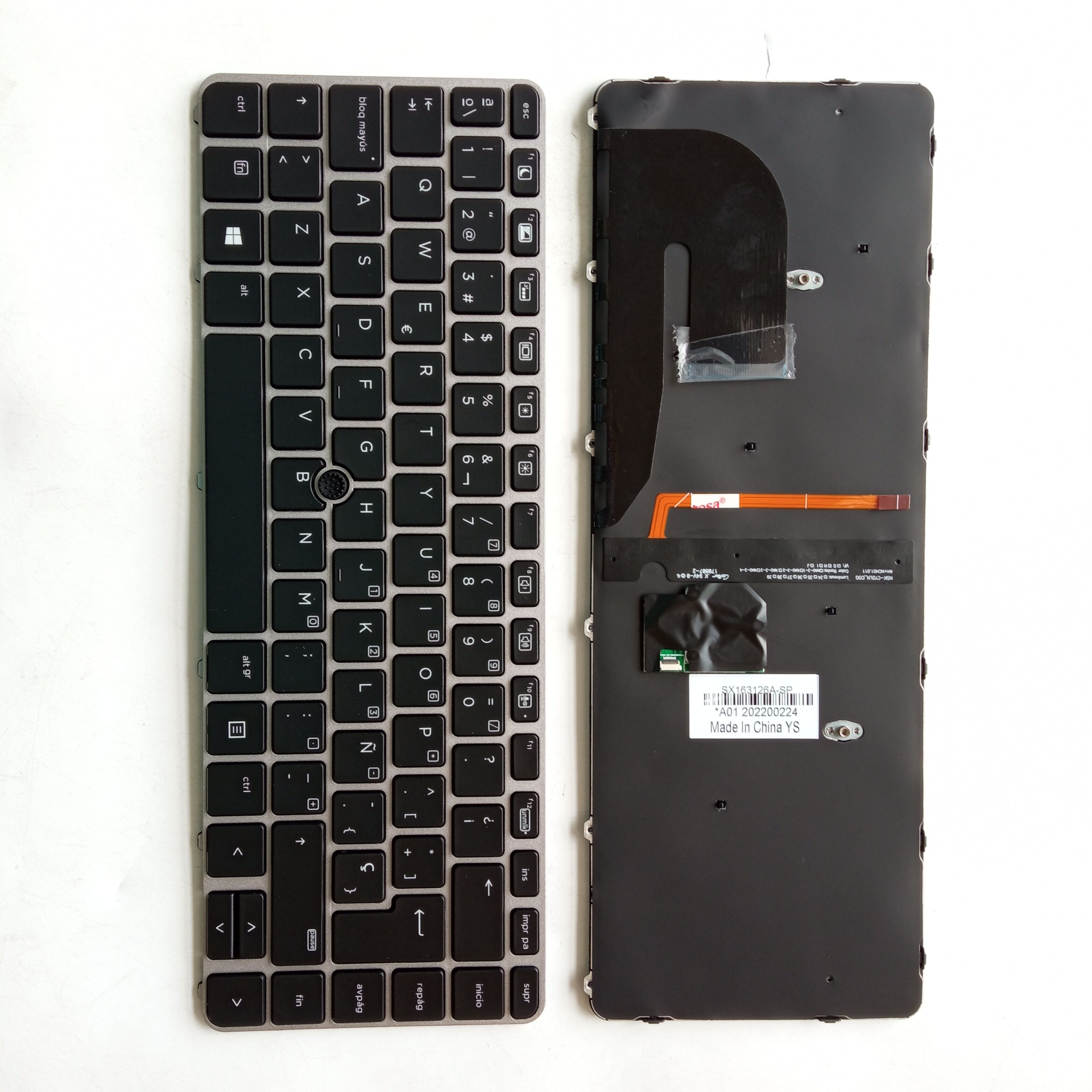 Picture of New Replacement Laptop Keyboard For HP 840G3/745G3/848G3/840G4/745G4/ZBOOK14U G4 SILVER FRAME BLACK With Point Backlit (OEM) SP Layout